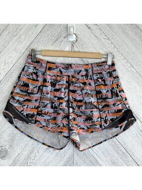 Lululemon Hotty Hot Shorts II *Long 4" Inversion Multi Black Womens Size 8